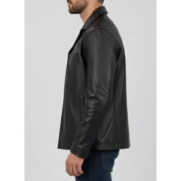 VTG Perry Ellis Portfolio Mens Black Lambskin Leather Jacket | 90s Quiet Luxury - Picture 5 of 16